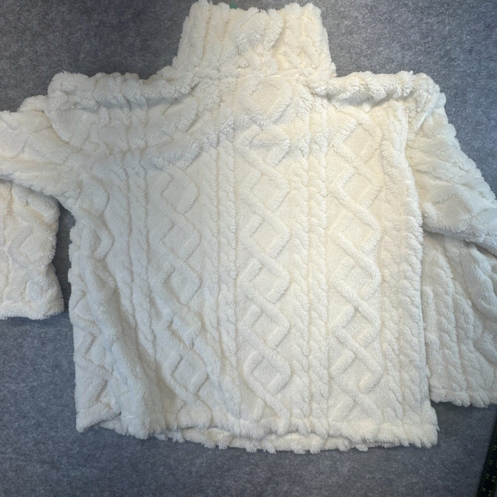 Eddie Bauer Womens Ultrasoft Cable Fleece Pullover Ivory XL 1905755 - Picture 8 of 9